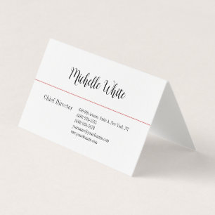 Linen Plain Elegant White Professional Modern Business Card