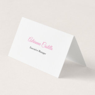 Linen Plain Simple Black White Minimal Handwritten Business Card