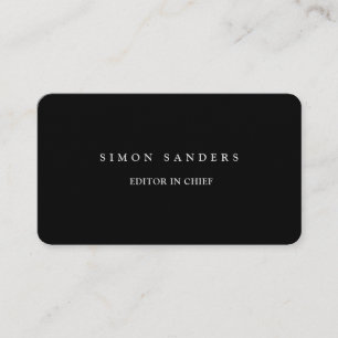 Linen Plain Unique Minimalist Black Business Card