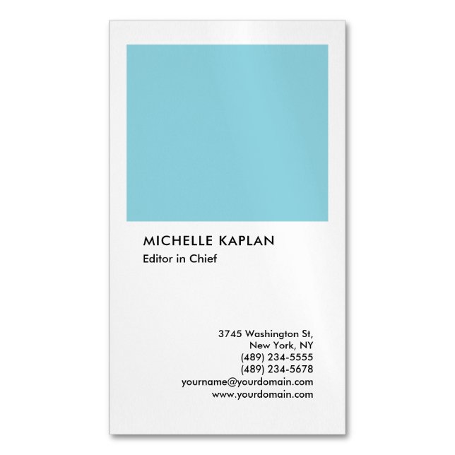 Linen Professional Exclusive Special Blue White Magnetic Business Card (Front Vertical)