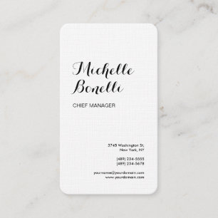 Linen Professional Minimalist Black White Modern Business Card
