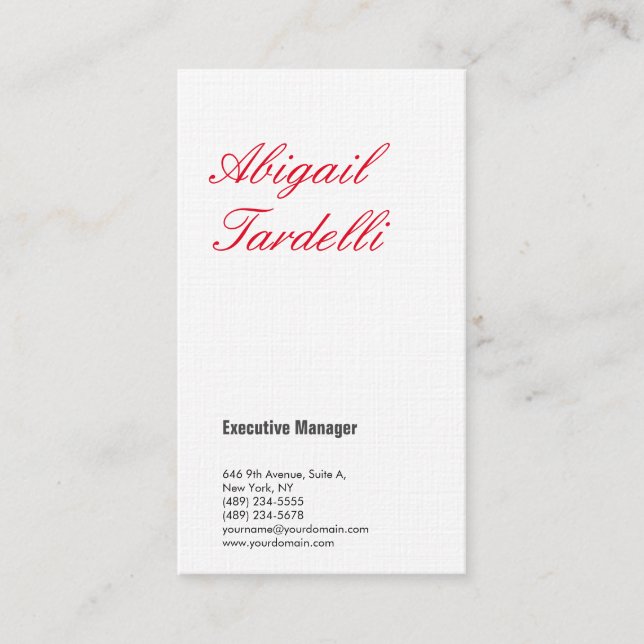 Linen professional minimalist classic handwriting business card (Front)
