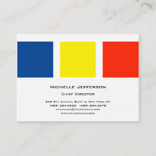 Linen Professional Modern Blue Yellow Red White Business Card