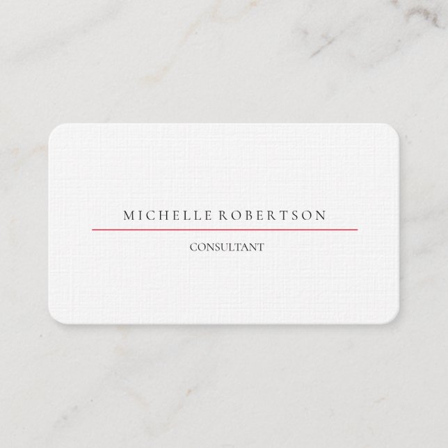 Linen Professional Plain Minimalist Simple Modern Business Card (Front)