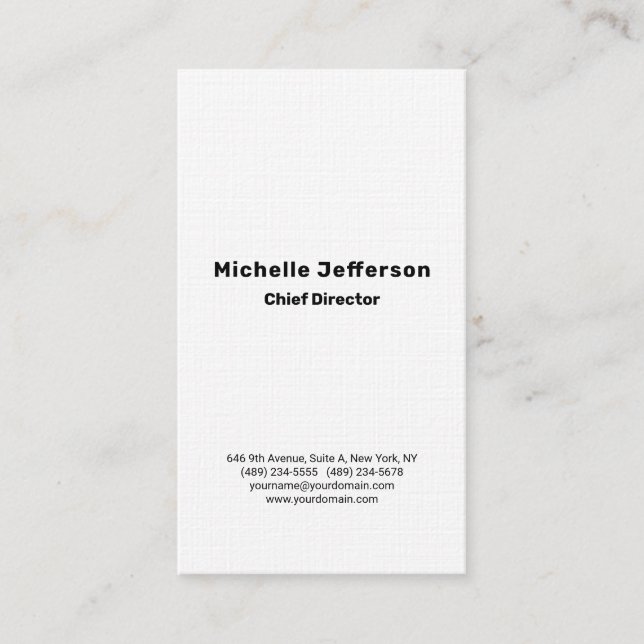Linen Professional Plain Stylish Modern Minimalist Business Card (Front)