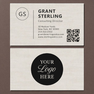 Linen Professional QR Code Company Logo Business Card