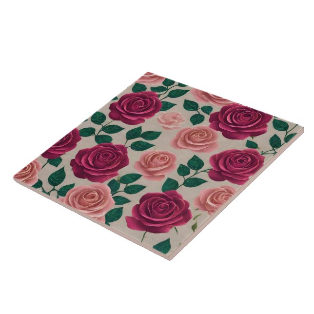 Linen Roses Beautiful Modern Collection Ceramic Tile (Side)