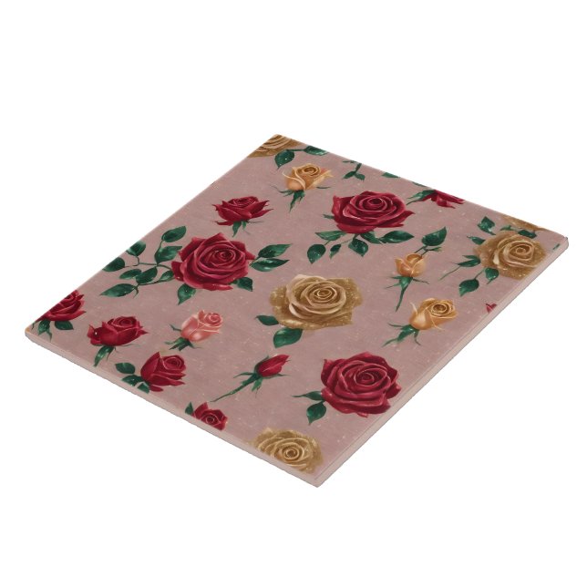 Linen Roses Beautiful Popular Collection Ceramic Tile (Side)