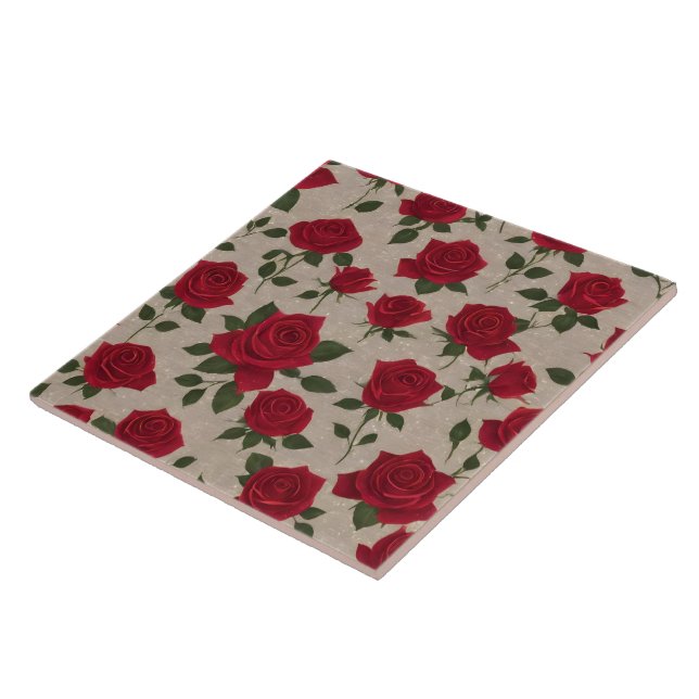 Linen Roses Beautiful Trendy Collection Ceramic Tile (Side)