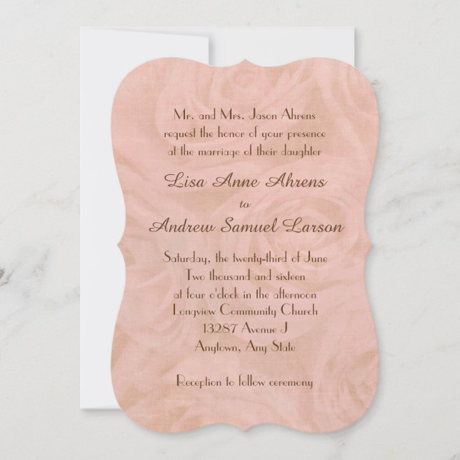 Linen Roses Wedding Invitation (Front)