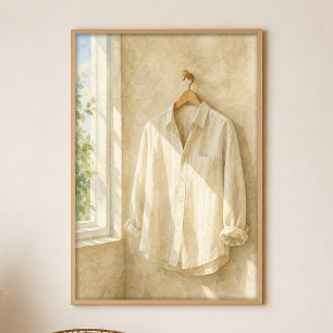 Linen Shirt by the Window Gouache Boho Art Poster