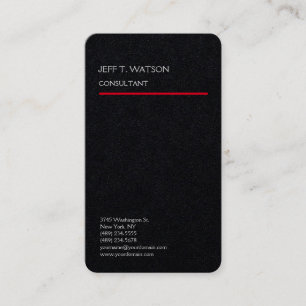Linen Simple Plain Black Red Modern Minimalist Business Card