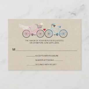 Linen Style Bicycle Pink Wedding Reply RSVP
