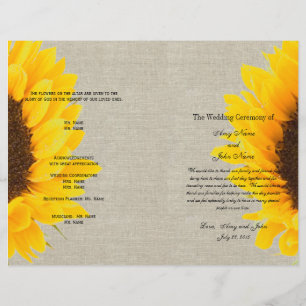 Linen Sunflower Rustic Wedding Program
