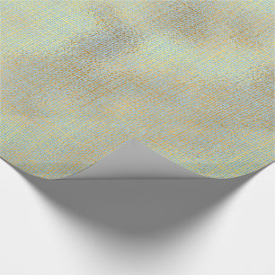 Linen Texture Gold Tiffany Blue  Minimal Wrapping Paper