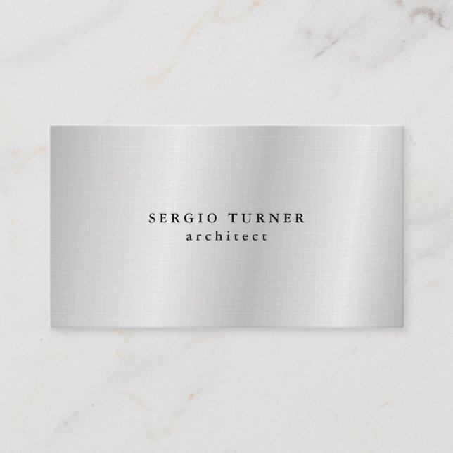 Linen Trendy Minimalist Professional Silver Grey Business Card (Front)