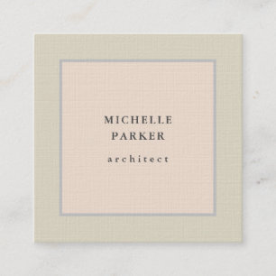 Linen Trendy Minimalist Professional Square Business Card