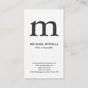 Linen trendy modern monogram business card