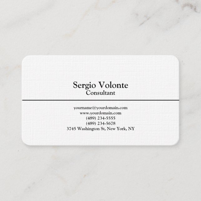 Linen Trendy Plain Stylish Simple Business Card (Front)