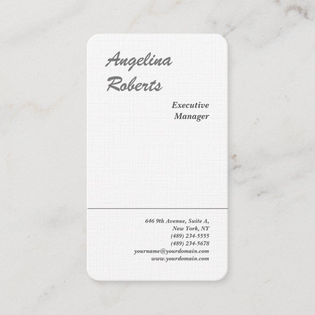 Linen trendy script professional plain minimalist business card (Front)