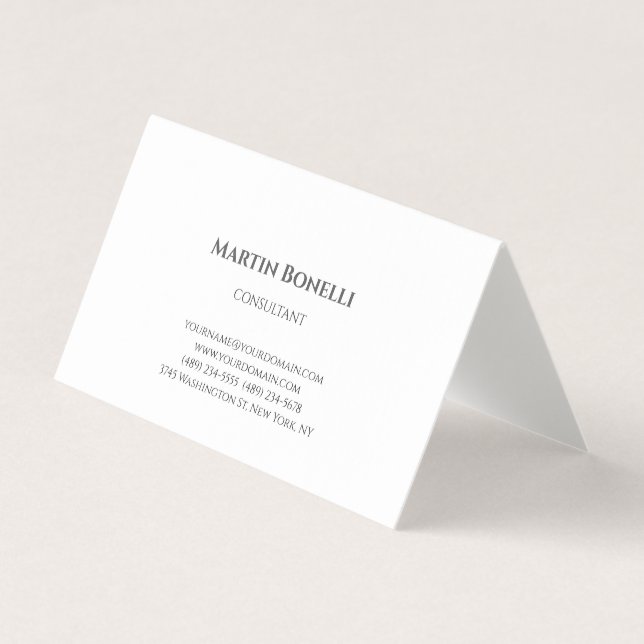 Linen Unique Classical Simple White Business Card (Front)