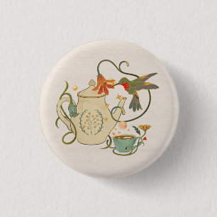 Linen Vintage Faecore Floral Tea 3 Cm Round Badge