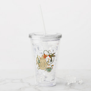 Linen Vintage Tea Party Acrylic Tumbler