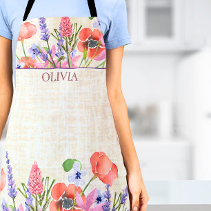 Linen Watercolor Flowers - Birthday Daughter Gift Apron