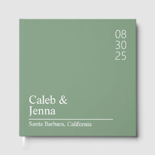 Linen Wedding Guest Book, Personalised Minimalist  Book