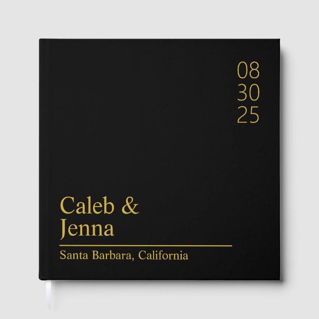 Linen Wedding Guest Book, Personalised Minimalist  Guest Book (Front)