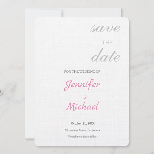 Linen Wedding Professional Minimalist Modern Plain Save The Date (Front)