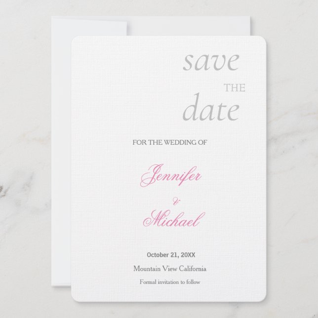 Linen Wedding Professional Minimalist Modern Plain Save The Date (Front)