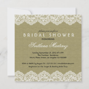 Linen & White Lace Bridal Shower Invite