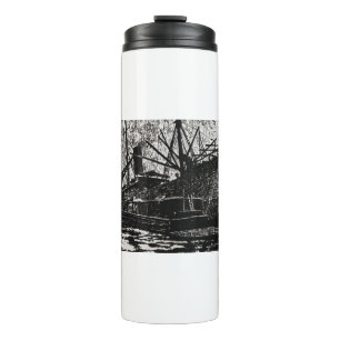 Liner and Tug Black and white Thermal Tumbler