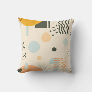 Lines and dots with circles on off-white cushion