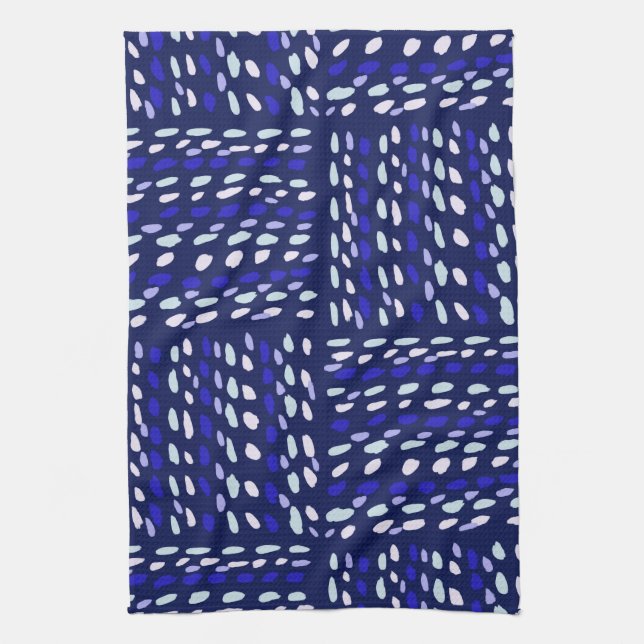 Lines and Geometric Blue and White Fun Designs  Tea Towel (Vertical)