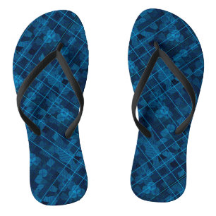 Lines and patches pattern in Blue Black BG Thongs