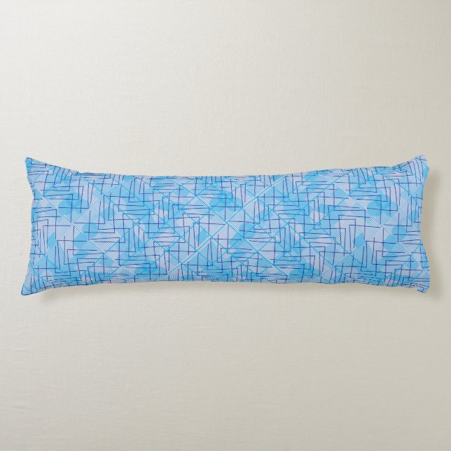 Lines and patches pattern in Blue Off white BG Body Cushion (Front)