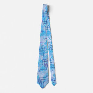 Lines and patches pattern in Blue Off white BG Tie