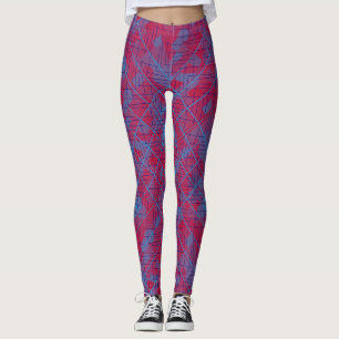 Lines and patches pattern in Blue Red BG Leggings