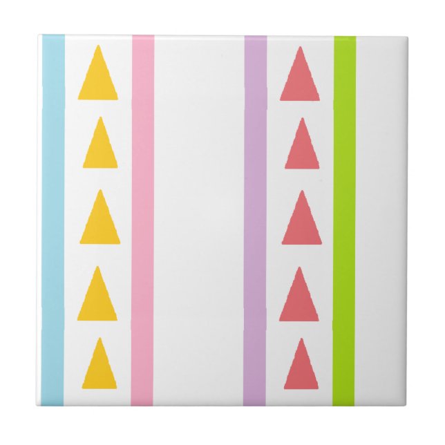 Lines and triangles pattern ceramic tile (Front)
