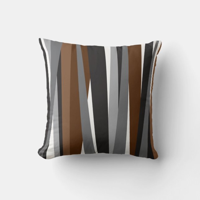 Lines | Brown Black Pattern Design Cushion (Front)