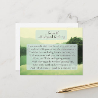 Lines from "If" Poem Postcard * Rudyard Kipling