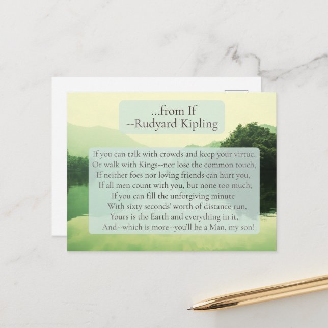 Lines from "If" Poem Postcard * Rudyard Kipling (Front/Back In Situ)