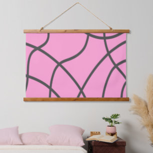 Lines: Grey on Soft pink  Hanging Tapestry