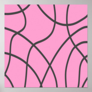 Lines: Grey on Soft pink  Poster