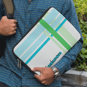 Lines in Blue and Lines in Green Laptop Sleeve