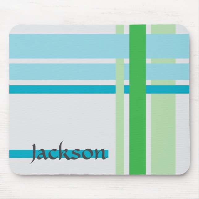 Lines in Blue and Lines in Green Mouse Pad (Front)