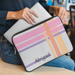 Lines in Pink and Lines in Orange Laptop Sleeve