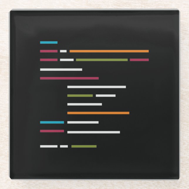 Lines of Code on Dark Mode for Programming Lovers Glass Coaster (Front)